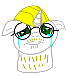 Size: 555x626 | Tagged: safe, artist:moderator jojo, oc, oc only, pony, unicorn, crying, disneymaster, glasses, neckbeard, parody