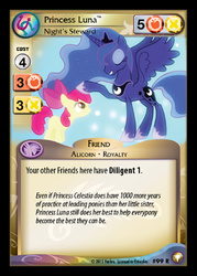 Size: 344x480 | Tagged: safe, enterplay, apple bloom, princess luna, bloom & gloom, equestrian odysseys, g4, my little pony collectible card game, card, ccg, dream walker luna