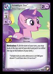 Size: 358x500 | Tagged: safe, enterplay, amethyst star, sparkler, pony, unicorn, equestrian odysseys, g4, my little pony collectible card game, card, ccg, female, mare, open mouth, solo