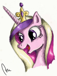 Size: 400x537 | Tagged: safe, artist:asadama, princess cadance, alicorn, pony, g4, colored, female, mare, open mouth, signature, solo