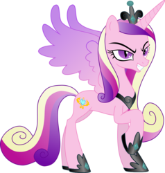 Size: 1034x1084 | Tagged: safe, artist:kaylathehedgehog, princess cadance, alicorn, pony, g4, .svg available, concave belly, corrupted, female, jewelry, mare, overlord, regalia, simple background, slender, solo, spread wings, svg, thin, transparent background, vector, wings
