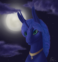 Size: 3200x3400 | Tagged: safe, artist:luvvandra, princess luna, g4, bust, female, high res, solo