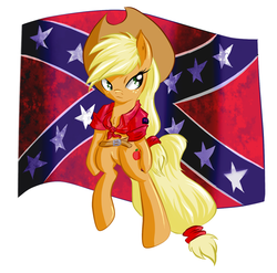 Size: 815x806 | Tagged: safe, artist:snus-kun, edit, applejack, earth pony, pony, g4, confederate, confederate flag, drama, female, flag, solo