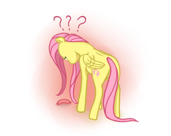 Size: 1017x808 | Tagged: dead source, safe, artist:roxenmage, fluttershy, pegasus, pony, g4, curious, female, sausage, solo