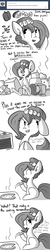 Size: 770x3854 | Tagged: safe, artist:tjpones, oc, oc only, oc:brownie bun, earth pony, pony, horse wife, ask, bait and switch, cheese, descriptive noise, food, horse noises, meme, monochrome, mushroom, olive, onion, oven, pizza, sitting, solo, tumblr