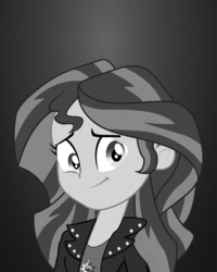 Size: 800x1000 | Tagged: safe, artist:ngrycritic, sunset shimmer, equestria girls, g4, female, monochrome, solo