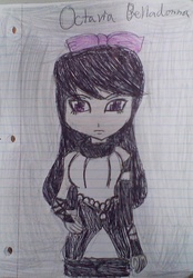 Size: 1340x1920 | Tagged: safe, artist:rwbyrebirthfantasy, octavia melody, hybrid, equestria girls, g4, blake belladonna, bow, breasts, crossover, female, fusion, hair bow, humanized, lined paper, rooster teeth, rwby, solo, traditional art