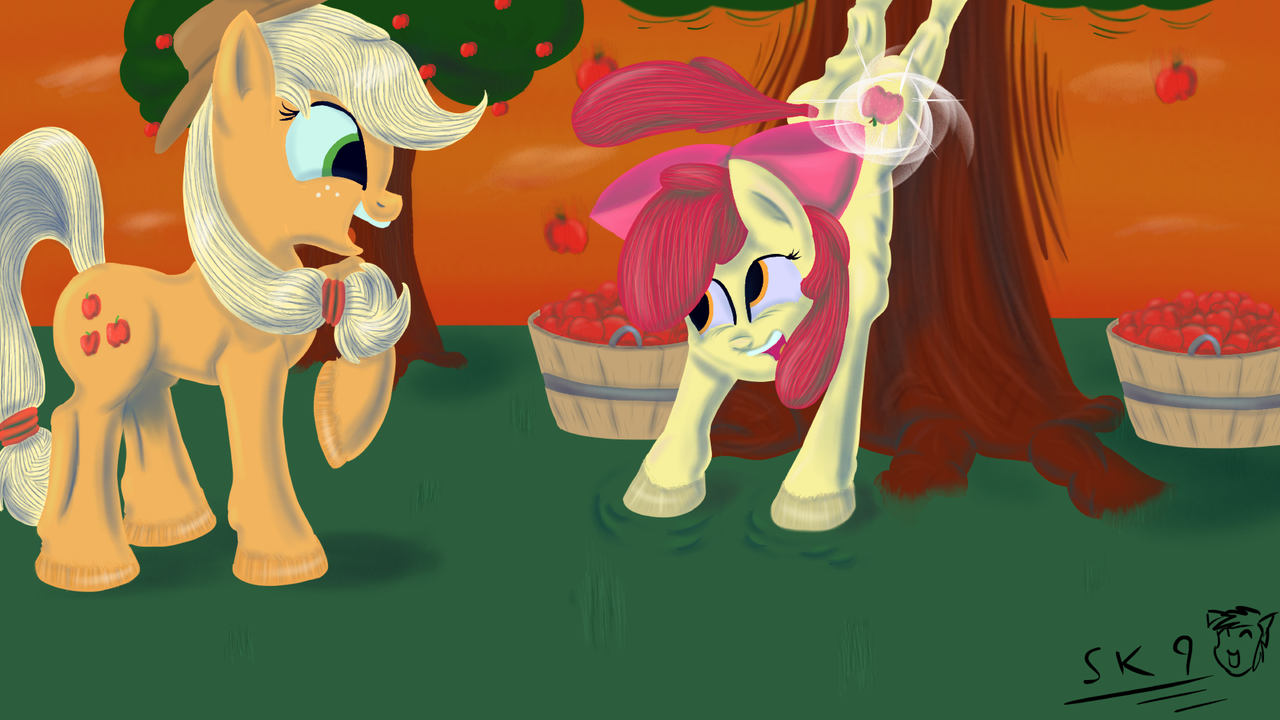 #956602 - safe, artist:my little alcoholics, apple bloom, applejack ...