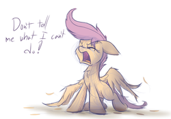 Size: 1000x700 | Tagged: safe, artist:heir-of-rick, scootaloo, g4, crying, feels, female, lost, sad, scootaloo can't fly, scootasad, sketch, solo, spread wings, yelling