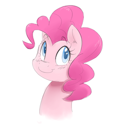 Size: 1000x1000 | Tagged: safe, artist:khorme, pinkie pie, earth pony, pony, g4, colored pupils, female, mare, portrait, simple background, smiling, solo, white background