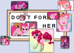 Size: 1400x1000 | Tagged: safe, pinkie pie, g4, clothes, cute, do it for her, laughing, male, meme, socks, stockings, striped socks, the simpsons, waifu
