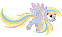 Size: 1500x900 | Tagged: safe, artist:jakeraschestadt, derpy hooves, pegasus, pony, g4, epic derpy, female, mare, rainbow power, rainbow power-ified, simple background, solo, transparent background, vector, xk-class end-of-the-world scenario