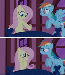 Size: 525x609 | Tagged: safe, screencap, fluttershy, rainbow dash, g4, the super speedy cider squeezy 6000, assisted exposure, fluttershy sleeps naked