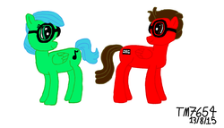 Size: 2048x1168 | Tagged: safe, artist:trickymario7654, oc, oc only, oc:turquoise diamond, oc:video cassette, glasses