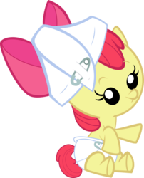 Size: 552x683 | Tagged: safe, apple bloom, earth pony, pony, g4, ponyville confidential, .svg available, baby, baby pony, diaper, female, simple background, solo, svg, transparent background, vector