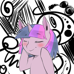 Size: 1200x1200 | Tagged: safe, artist:cold-blooded-twilight, twilight sparkle, pony, g4, blushing, eyes closed, female, smiling, solo, tfw