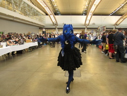 Size: 4320x3240 | Tagged: safe, artist:bramble bunny, princess luna, anthro, g4, anthrocon, clothes, cosplay, female, fursuit, irl, photo, solo