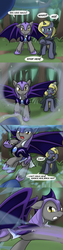 Size: 1000x4000 | Tagged: safe, artist:theparagon, princess luna, oc, oc:moonshroud, bat pony, pony, hunted luna, g4, cloak, clothes, colored pupils, comic, night guard, offscreen character, pov, tumblr