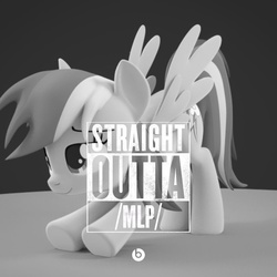 Size: 846x846 | Tagged: safe, artist:creatorofpony, rainbow dash, pegasus, pony, g4, /mlp/, 3d, 4chan, black and white, female, grayscale, iwtcird, mare, meme, monochrome, nwa, straight outta compton, straight outta some
