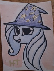 Size: 3096x4128 | Tagged: safe, artist:hansboyardee, trixie, pony, unicorn, g4, female, mare, photo, solo, tongue out, traditional art