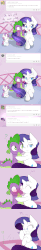 Size: 640x3902 | Tagged: safe, artist:mister-true, rarity, spike, sweetie belle, dragon, pony, g4, animated, askfillyrarity, baby belle, blushing, cheek kiss, comic, cute, diasweetes, faint, female, filly, filly rarity, kissing, male, ship:sparity, shipping, straight, tumblr, younger