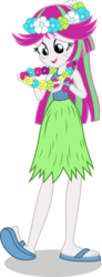 Size: 552x1499 | Tagged: safe, artist:punzil504, blossomforth, equestria girls, g4, clothes, clothes swap, equestria girls-ified, feet, female, grass skirt, hawaiian flower in hair, hula, hulaforth, lei, sandals, simple background, skirt, solo, transparent background, vector