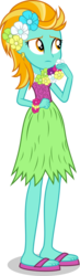 Size: 432x1476 | Tagged: safe, artist:punzil504, lightning dust, equestria girls, g4, clothes, clothes swap, equestria girls-ified, feet, female, grass skirt, hawaiian flower in hair, hula, huladust, lei, recolor, simple background, skirt, solo, transparent background, vector