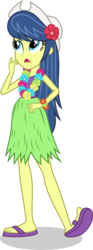 Size: 596x1602 | Tagged: safe, artist:punzil504, fiddlesticks, octavia melody, equestria girls, g4, apple family member, clothes, clothes swap, equestria girls-ified, feet, female, grass skirt, hawaiian flower in hair, hula, hulasticks, lei, recolor, simple background, skirt, solo, transparent background, vector