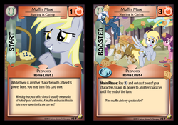 Size: 716x500 | Tagged: safe, artist:pixelkitties, enterplay, derpy hooves, double diamond, night glider, party favor, sugar belle, pegasus, pony, equestrian odysseys, g4, my little pony collectible card game, ccg, equal four, female, male, mare, merchandise, muffin, stallion, that one nameless background pony we all know and love