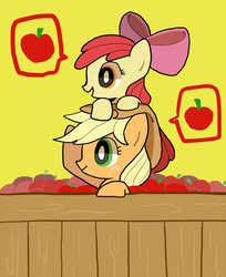 Size: 600x737 | Tagged: safe, artist:nanoha-osaru, apple bloom, applejack, g4, apple