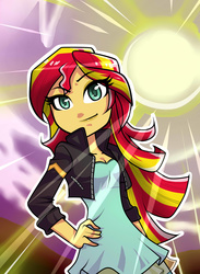 Size: 1320x1800 | Tagged: safe, artist:nekojackun, sunset shimmer, equestria girls, g4, my little pony equestria girls: rainbow rocks, my past is not today, cleavage, clothes, cute, dress, female, looking at you, solo, sunlight