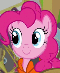 Size: 320x388 | Tagged: safe, screencap, pinkie pie, earth pony, pony, g4, pinkie apple pie, season 4, animated, big smile, boat, c:, cropped, cute, diapinkes, female, gif, happy, lifejacket, mare, reaction image, smiling, solo