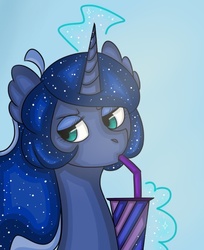 Size: 768x939 | Tagged: safe, artist:dolphininspace, princess luna, alicorn, pony, g4, female, magic, milkshake, solo