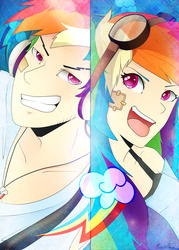 Size: 1651x2300 | Tagged: safe, artist:nicoleehret, rainbow dash, human, g4, humanized, rainbow blitz, rule 63