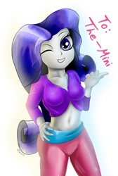 Size: 1325x1975 | Tagged: safe, artist:nightcoreanimations, artist:windust, rarity, equestria girls, g4, belly button, clothes, female, midriff, solo, wink