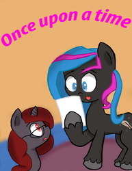 Size: 2550x3300 | Tagged: safe, oc, oc only, oc:curse word, oc:obabscribbler, earth pony, pony, unicorn, fanfic, female, filly, high res