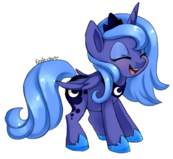 Size: 936x864 | Tagged: safe, artist:ambunny, princess luna, alicorn, pony, cute, eyes closed, female, filly, happy, laughing, lunabetes, open mouth, s1 luna, simple background, solo, transparent background, woona