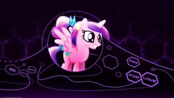 Size: 3840x2160 | Tagged: safe, artist:antylavx, artist:vector-brony, princess cadance, g4, hexagon, high res, smiling, teenager, vector, wallpaper