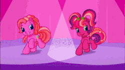 Size: 568x320 | Tagged: safe, screencap, cheerilee (g3), pinkie pie (g3), scootaloo (g3), earth pony, pony, g3, g3.5, waiting for the winter wishes festival, animated, ass up, butt rub, butt touch, dancing, female, filly, literal butthurt, mare, rubbing, sitting, tail, tail wag, tail wiggle