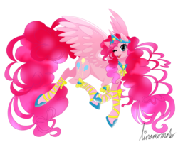 Size: 1280x1024 | Tagged: safe, artist:linamomoko, pinkie pie, alicorn, pony, g4, alicornified, female, pinkiecorn, race swap, simple background, slender, solo, the end is neigh, thin, transparent background, wink, xk-class end-of-the-world scenario