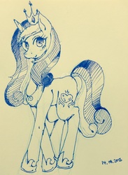Size: 936x1280 | Tagged: safe, artist:divided-s, princess cadance, g4, female, looking at you, monochrome, smiling, solo, traditional art