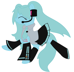 Size: 1024x1001 | Tagged: safe, artist:helenqueenoftheworld, pony, hatsune miku, ponified, solo, vocaloid