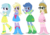 Size: 1318x912 | Tagged: safe, artist:punzil504, archer (g4), cotton cloudy, dinky hooves, scootablue, zippoorwhill, equestria girls, g4, clothes, dress, equestria girls-ified, female, simple background, sleeveless, transparent background, vector