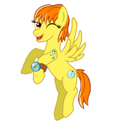 Size: 1000x1000 | Tagged: safe, artist:moheart7, pegasus, pony, compass, flying, male, nami, one eye closed, one piece, open mouth, palindrome get, ponified, simple background, solo, stallion, transparent background