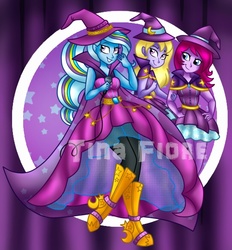 Size: 540x581 | Tagged: safe, artist:tinacrazy29, fuchsia blush, lavender lace, trixie, equestria girls, g4, my little pony equestria girls: rainbow rocks, female, trixie and the illusions