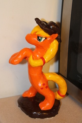 Size: 2848x4272 | Tagged: safe, artist:holyhell111, applejack, g4, craft, female, figurine, rearing, sculpture, solo