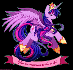 Size: 939x904 | Tagged: safe, artist:playbunny, twilight sparkle, alicorn, pony, g4, black background, eyes closed, female, mare, old banner, positive ponies, simple background, solo, twilight sparkle (alicorn)