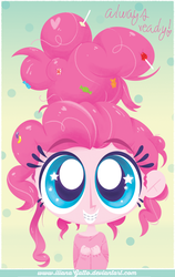 Size: 563x893 | Tagged: safe, artist:ilianagatto, pinkie pie, human, g4, alternate hairstyle, braces, candy, cute, female, food, grin, gummy bear, heart, humanized, lollipop, looking at you, messy mane, smiling, solo, squee, starry eyes, wingding eyes