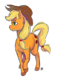 Size: 566x770 | Tagged: safe, artist:krowsy, applejack, g4, female, raised hoof, solo