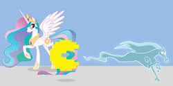 Size: 900x448 | Tagged: safe, artist:drpain, princess celestia, alicorn, pony, windigo, g4, pac-man, video game